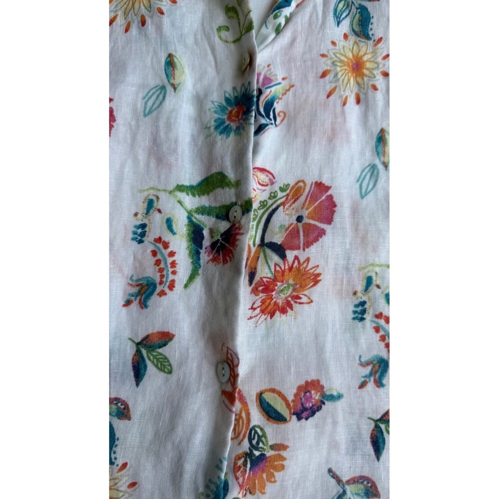 J. Jill Love Linen Floral Sleeveless Button Down Tunic Top White XL Multi-Color - Picture 3 of 8